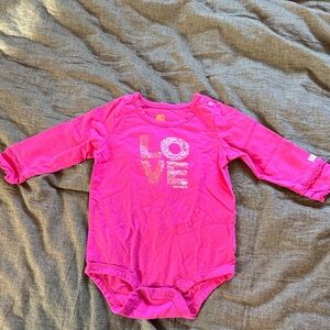 Carhartt Hot Pink Long-Sleeve Bodysuit with LOVE Graphic